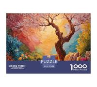 Watercolor Painting of Outdoor Garden 1000 Pcs Carton Premium Lot de Puzzles Blossom Tree Village Stimulant Et Éducatif Défi Unique Puzzles pour Adultes Et Enfants 52x38cm/1000pcs