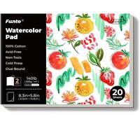 Watercolor Paper Pads, 100% Cotton, 20 Sheets, A5 (8.3"" X 5.8""), 140lb (300gsm), Glue Bound, Double-Sided, Acid-Free, Cold Pressed, Easy Tear Watercolor Paper For Travel Drawing And Mixed Media