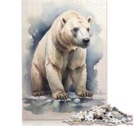 Watercolor Polar Bear Art Puzzle 1000 Pièces Educa Jouet en Bois Divertissement Créatif Décoration Intérieure Jeu Éducatif Challenge Toy pour Adultes Et Enfants À Partir De 12 Ans 1000pcs (38x26cm)