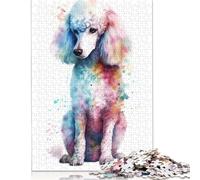 'Watercolor Poodle Painting Puzzle 1000 Pièces Cadeau Unique Jeu Éducatif Challenge Toy À De Qualité Supérieure Peinture Art pour Adultes Enfants 1000pcs (75x50cm)