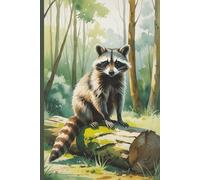 Watercolor Raccoon Lined Journal - 6x9, 120 Pages | Woodland Creatures Collection | College Ruled Pages | Artistic Writing Book for Creativity