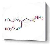 Watercolor Science Art Dopamine Molecule Chemical Structure Canvas Wall-Art for Study Room Decor(Framed,08x12inch(20x30cm))
