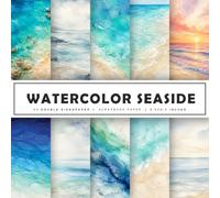 Watercolor Seaside Scrapbook Paper: 20 Double-Sided Decorative Sheets for Scrapbooking, Junk Journaling & Card Making | Watercolor Beach, Ocean ... Waves Craft Paper Pad | 8.5 x 8.5 Inches