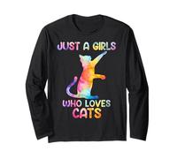 Watercolor Soloful Pet Cat Kitten just a girl who loves cats Manche Longue