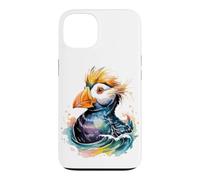 Watercolor Tufted Puffin Seabird Bird Watching Coque pour iPhone 13