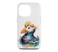 Watercolor Tufted Puffin Seabird Bird Watching Coque pour iPhone 13 Pro