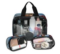 Watercolor UK London Big Ben Trousse de maquillage de voyage pour homme et femme - 3 grandes trousses translucides pour la douche, le lavage et les articles de toilette, couleur, L, Trousse de