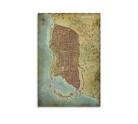 Waterdeep, Affiche de la carte des Royaumes Oubliés pour décoration de salle de jeu - Affiches pour l'esthétique de la chambre - Toile de décoration murale pour la salle de bain - Impressions photo 30