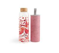 waterdrop® Bouteille en Verre 600ml - Gourde Réutilisable en Verre Borosilicate avec Bouchon Bambou et Housse, Sans BPA, Étanche, Idéale pour Maison, Bureau, Sport, Voyage