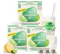 waterdrop® Coffret Citron-Citron Vert - 36 Cubes de Boisson pour Eau Aromatisée, Pastilles Aromatisées pour l’Eau Sans Sucre, Alternative aux Boissons Gazeuses, Enrichies en Vitamines C et B