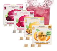 waterdrop® Coffret Microdrink | 48 waterdrop boisson en cube effervescente en 4 saveurs | Extraits naturels de fruits et de plantes | Avec vitamines | Boisson sans sucre | Eau aromatisée en pastille