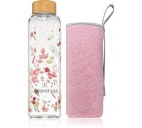 waterdrop® Bouteille en Verre 600ml - Gourde Réutilisable en Verre Borosilicate avec Bouchon Bambou et Housse, Sans BPA, Étanche, Idéale pour Maison, Bureau, Sport, Voyage