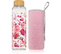 waterdrop® Bouteille en Verre 600ml - Gourde Réutilisable en Verre Borosilicate avec Bouchon Bambou et Housse, Sans BPA, Étanche, Idéale pour Maison, Bureau, Sport, Voyage