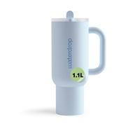 waterdrop® Gourde Isotherme avec Paille 1.1 litre - Froid Pendant 12 Heures, Mug Isotherme, Tasse Isotherme avec Poignée, Bouteille d'eau en Acier Inoxydable