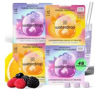 waterdrop® Microdrink Coffret Fusion de Fruits - 48 Pastilles d’Hydratation, Cubes de Boisson aux 2 Saveurs: Fusion Tropicale & Fusion Fruits Rouges, Eau Aromatisée Sans Sucre avec Vitamine C & B
