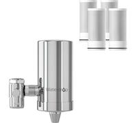 Waterdrop WD-FC-06 Robinet en acier inoxydable, Système de filtration d'eau à bloc de charbon, Filtre à eau du robinet, Élimine le chlore (4 filtres inclus)