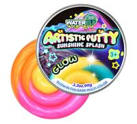 Waterelf Sunshine Splash Putty Mastic sensoriel non toxique, boîte en aluminium de 10,5 cm (91,9 g) - Mastic multicolore phosphorescent - Jouet créatif pour enfants et adultes - Maintient sa douceur