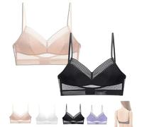 Wateresty Soutien-gorge en dentelle sans fil pour femme Soutien-gorge de levage en U Dos nu Confortable Bas Dos Élastique Invisible, 2 pièces., 3XL