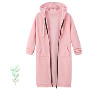 Wateresty Sweats à capuche décontractés en polyester zippé, pour femmes, Forcipower/Expturelmp Casual Zip Up Polaire Long Sweat à capuche Tunique avec poches, Rose, L