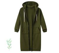 Wateresty Sweats à capuche décontractés en polyester zippé, pour femmes, Forcipower/Expturelmp Casual Zip Up Polaire Long Sweat à capuche Tunique avec poches, Vert armée, XL