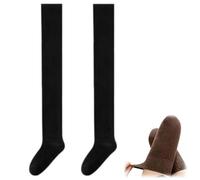 Wateresty Women Thigh High Socks,Cotton Knit Warm Stretchy Thickened Tall Stockings,Soft Long Over the Knee Boot Socks (Black)