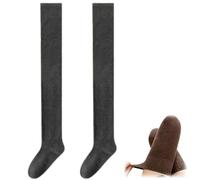 Wateresty Women Thigh High Socks,Cotton Knit Warm Stretchy Thickened Tall Stockings,Soft Long Over the Knee Boot Socks (Dark Gray)