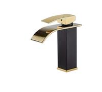 Waterfall Faucet Hot and Cold Dual Control Stainless Steel Alloy Finish(Black Golden)