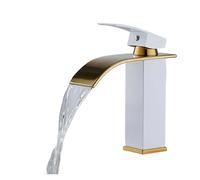 Waterfall Faucet Hot and Cold Dual Control Stainless Steel Alloy Finish(White Golden)