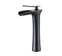 Waterfall for Handle Single Hole Faucet, Hot and Cold Water Bathroom Sink taps Tall, Black