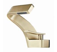Waterfall for taps Hot and Cold Water, Lever Single Hole Bathroom Basin Sink Mixer Tap, Brushed Gold