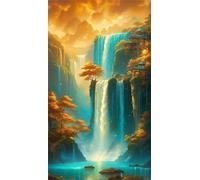 Waterfall Landscape Palace Diamond Art Kits,5D Diamond Painting Kits for Adults,DIY Full Square Drill diamond painting kits for Beginners Rhinestone Embroidery Picture Art For Home Decor 70x150 cm
