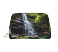 Waterfall Views Trousse de maquillage portable en cuir pour cosmétiques, articles de toilette et essentiels quotidiens, blanc, Taille unique