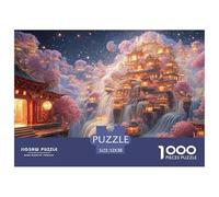 Waterfalls Surrounded by Buildings 1000 Pièces Puzzles Traditional Chinese Architecture Images Vibrantes Puzzle pour Adultes Jeu Familial 52x38cm/1000pcs