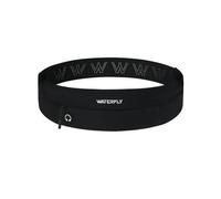 WATERFLY Ceinture de course : sac banane fin pour homme et femme, support de téléphone pour entraînement, marathon, jogging, noir