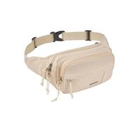 WATERFLY Sac banane : grand sac banane à bandoulière pour homme et femme avec 5 poches à fermeture éclair, sangle réglable, sac banane pour voyage, cyclisme, course à pied, randonnée, blanc, 9.06 x