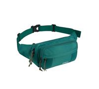 WATERFLY Sac banane : grand sac banane à bandoulière pour homme et femme avec 5 poches à fermeture éclair, sangle réglable, sac banane pour voyage, cyclisme, course à pied, randonnée, cyan, 9.06 x