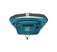 WATERFLY Sac banane pour homme et femme - Sac banane de sport pour la course, le fitness, le jogging, la randonnée, Bleu paon, Taille unique, Plusieurs compartiments