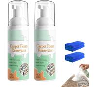 Waterless Carpet Foam Stain Remover with Towel, Carpet Cleaner, Stain Waterless Carpets Foam, Instant Furniture Stain Remover for Sofa, Mattress, Carpets, Curtains & Cushions, Rinse-Free, 100ml (2pc)