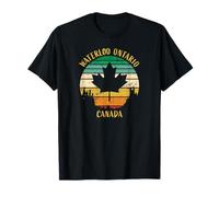 Waterloo Ontario Canada Motif Feuilles d'érable rétro Vieilli T-Shirt