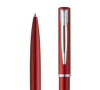 WATERMAN Graduate Allure Stylo bille, laque rouge satinée, attributs chromés, recharge encre bleue pointe moyenne, Coffret cadeau