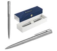 Waterman Allure - Stylo à bille gravé - Stylo d'écriture de luxe personnalisé - Stylo d'écriture élégant pour homme et femme - Encre bleue (acier inoxydable)