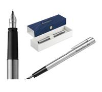 Waterman Allure Stylo plume avec gravure - Stylo d'écriture de luxe personnalisé - Stylo d'écriture élégant pour homme et femme - Encre bleue (acier inoxydable)