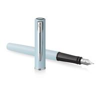 Waterman Allure Stylo plume | Bleu pastel pastel avec bordure chromée | Pointe fine | Encre noire | Boîte cadeau
