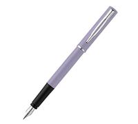 Waterman Allure Stylo plume violet pastel avec bordure chromée, pointe fine en acier inoxydable, encre bleue