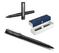 Waterman Allure Stylo roller avec gravure - Stylo d'écriture de luxe personnalisé - Stylo d'écriture élégant pour homme et femme - Encre bleue (Black C.T)