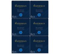 Waterman Blister De 6 Étuis De 8 Cartouches Courtes Pour Stylo Plume En Encre Bleu Sérénité Effaçable
