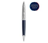 WATERMAN Carène Deluxe Stylo bille, Bleu, finitions palladium, recharge bleue pointe moyenne, Coffret cadeau