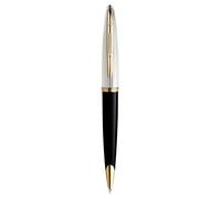 Waterman Carène Stylo Bille À Pointe Moyenne Attributs Dorés Deluxe Laque Noir