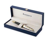 Waterman Carène Stylo bille | Métal et laque noire avec finition or et Capuchon ciselé | Pointe moyenne | Coffret cadeau