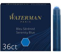 Waterman Cartouches D`Encre Pour Stylo Plume Format Standard International « Petit » Couleur Bleu Sérénité Lot De 36